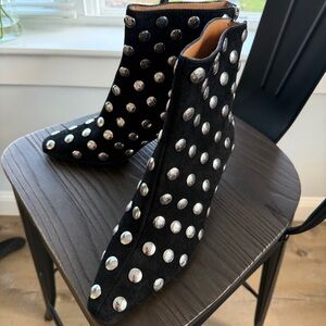 NIB Madewell The Dimes Suede Silver-tone Stud Kitten Heel Ankle Boot Bootie 7.5